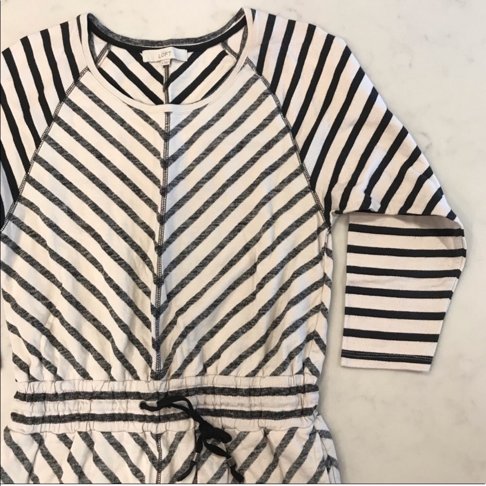 LOFT striped cotton drawstring waist dress - Picture 2 of 3